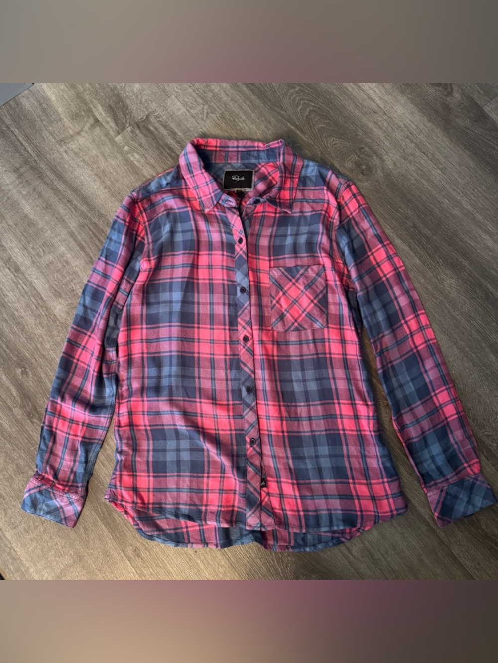 Rails Hunter Blue and Pink Flannel Button Up - Picture 2 of 4